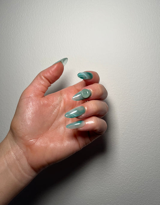 'Mint Glaze' Gel Press On Nails